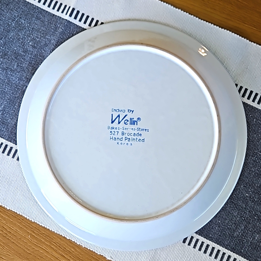 Korean Embossed 2p Stoneware Serving Bowl & Platter Set - Wellin Brocade Pattern - Picture 6 of 12